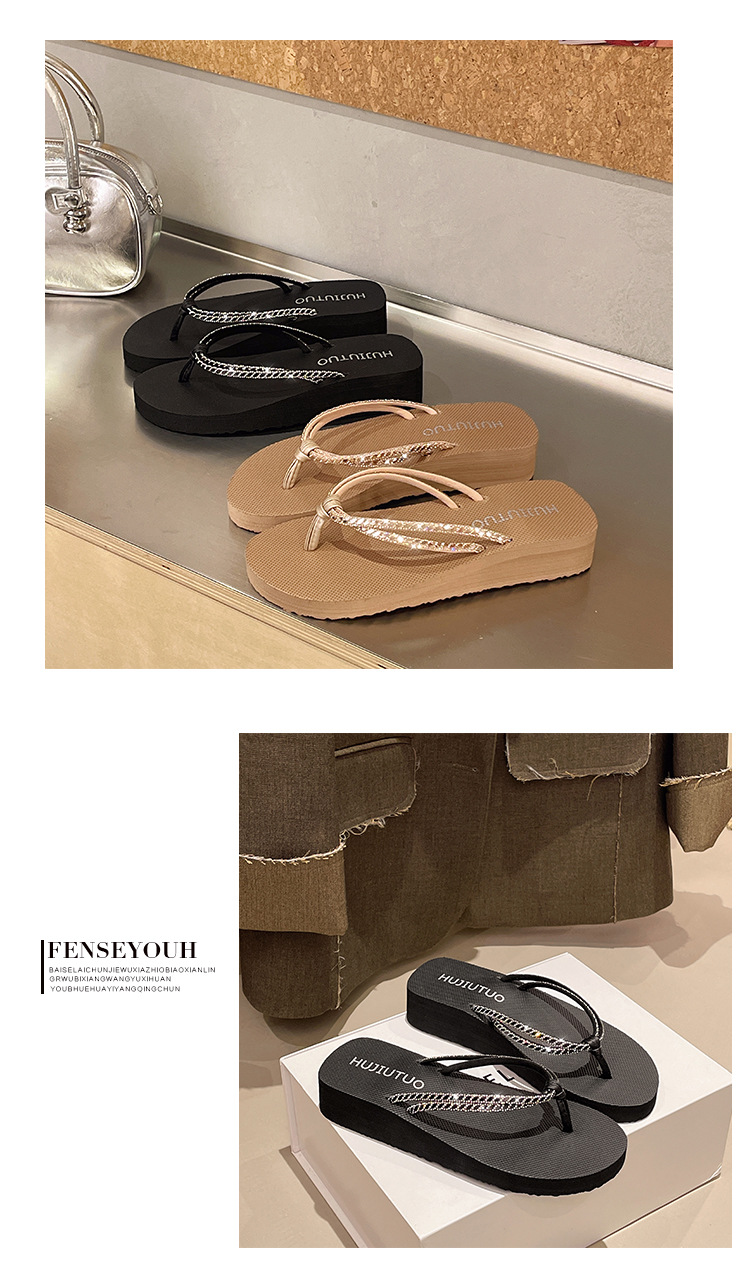 Trendiga damtofflor med strass för strand och sommar_voghion.com