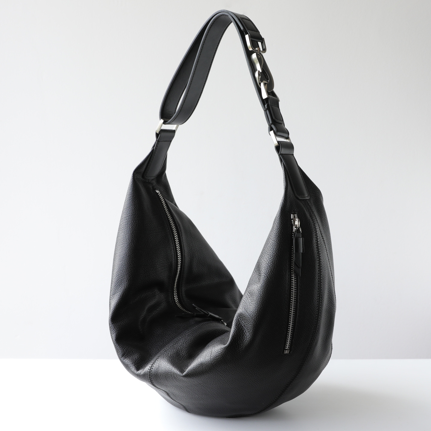 Commuter Hobo Top Grain Cowhide Leather Shoulder Crossbody Bag Retro Old Money Style Large Capacity Croissant Underarm Bag - Thumbnail 4