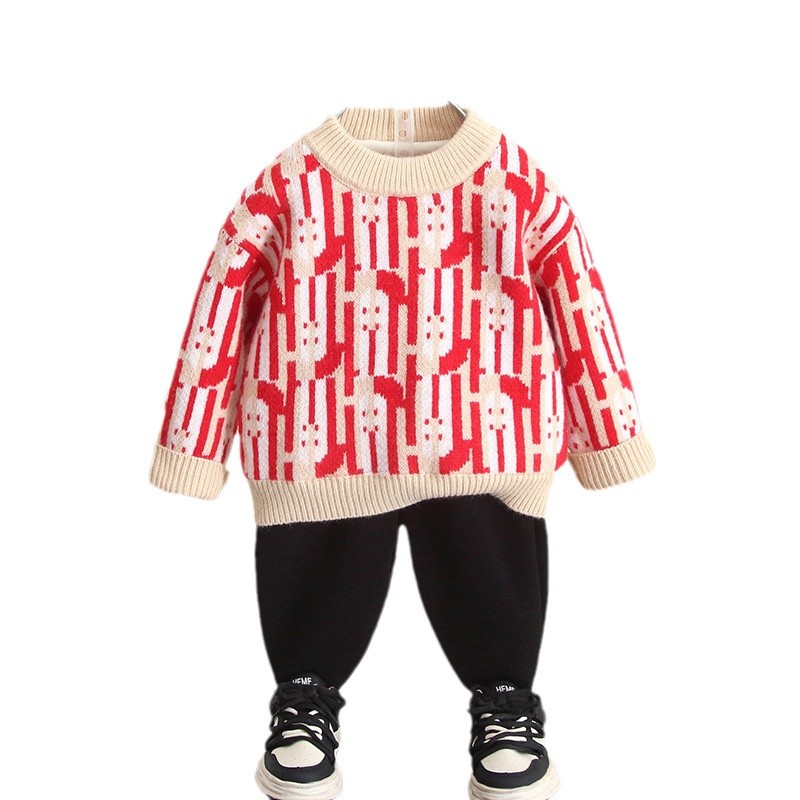 6588 niños más suéter de terciopelo otoño e invierno 2025 nueva ropa de invierno para niños engrosada suéter de estilo coreano para niños
