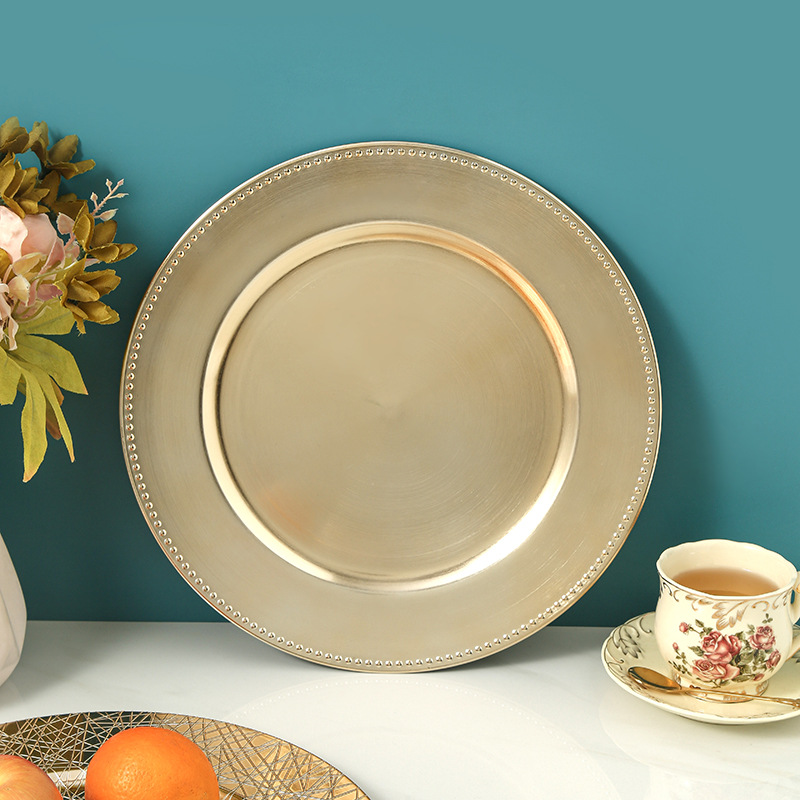 Textura cóncava y convexa de la boda del hotel plato de boda plato de decoración plato principal chargerplate lujo ligero