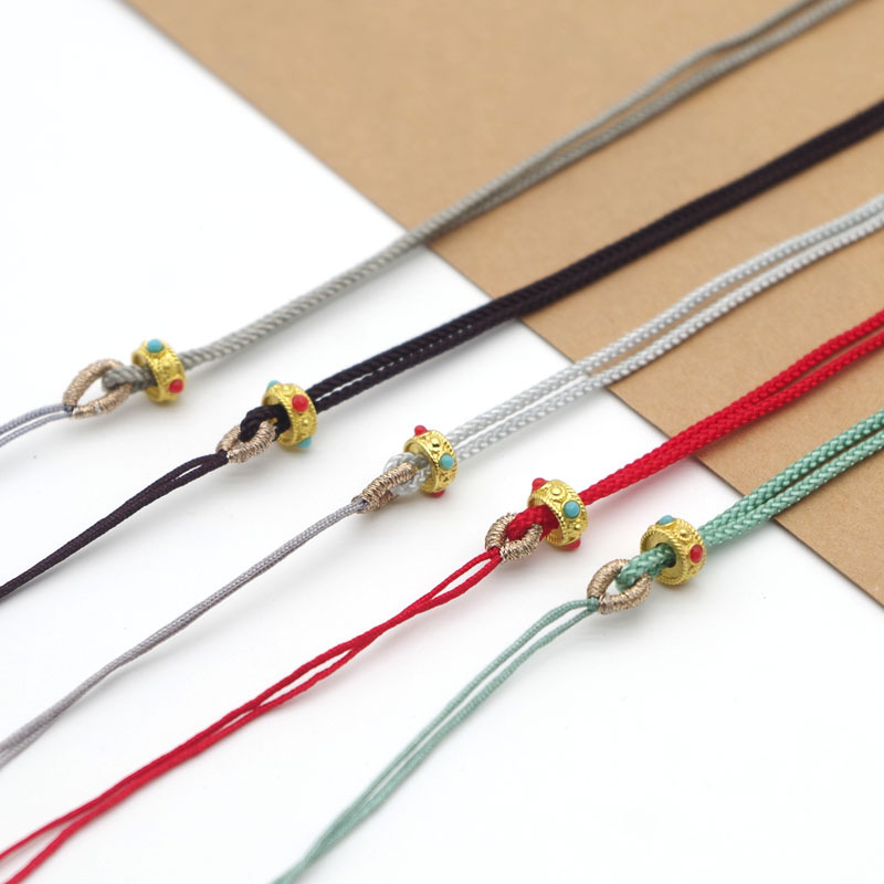 Hand-woven gold sand lanyard pendant necklace rope diy accessories jade pendant jade lanyard adjustable