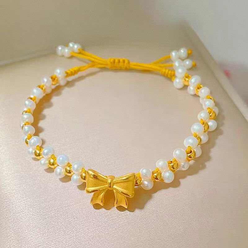 沙金饰品新中式复古风在逃公主蝴蝶结手链女款小众久不掉色首饰品|undefined