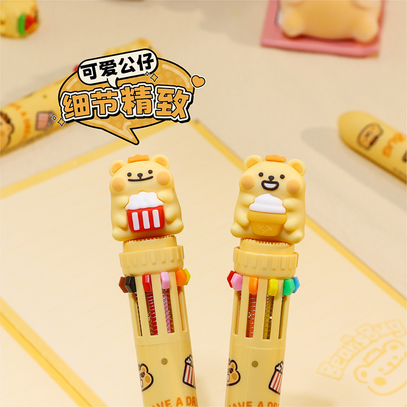 KUKI KOKI osos pequeños bolígrafo multicolor auténtico en un corazón de niña dibujos animados creativos bolígrafo estudiantil