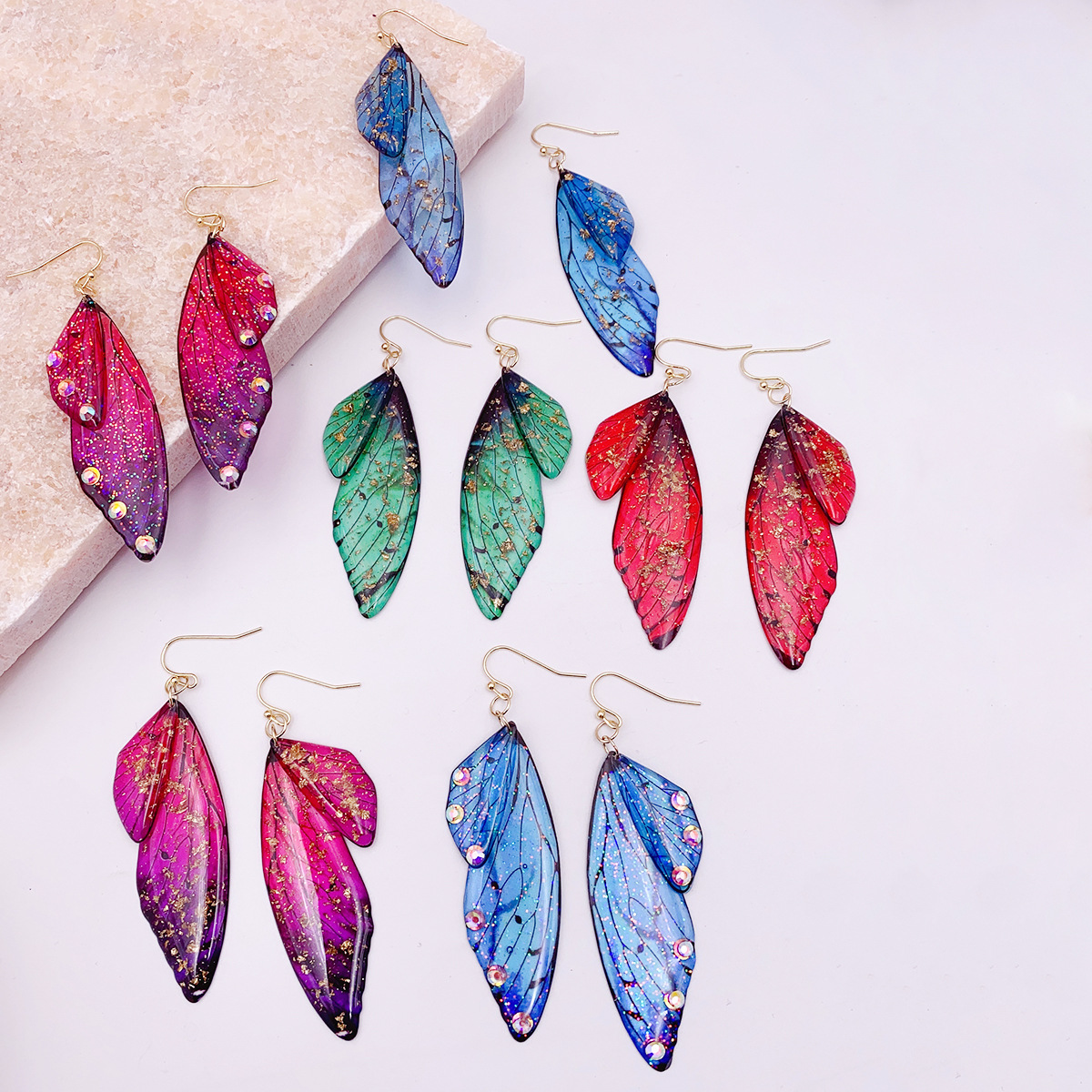 1 Pair Simple Style Wings Metal Inlay Artificial Diamond Womenu0027S Drop Earrings