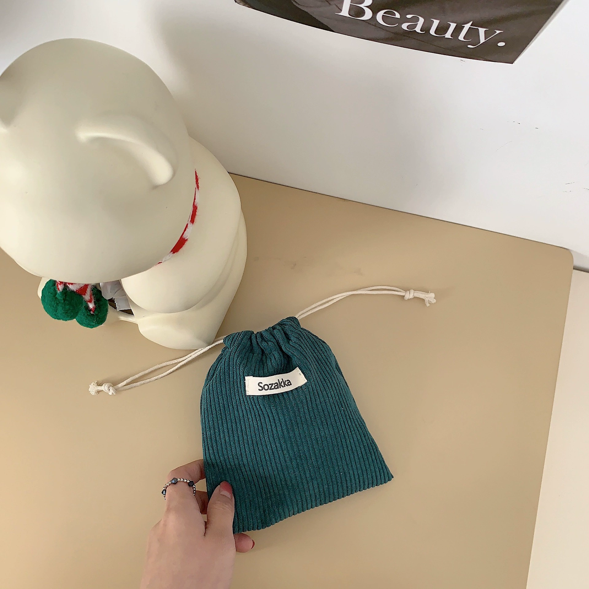 Storage bag, cosmetic bag, handheld capacious shoulder bag, drawstring