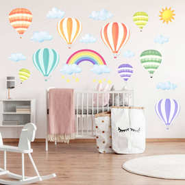 zsz1349彩虹热气球云朵创意墙贴纸客厅卧室儿童房背景墙装饰贴画