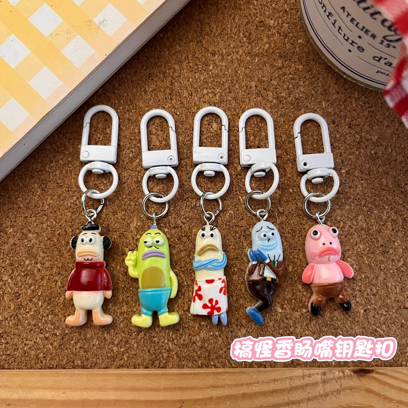 New Quirky Sausage-Mouthed Ugly Fish Keychain, Girl's Bag Charm, Student Backpack Decoration, Best Friend Gift