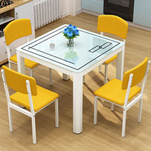 钢化玻璃餐桌方桌正方形桌四方餐桌椅组合轻奢简约型餐桌家用饭桌