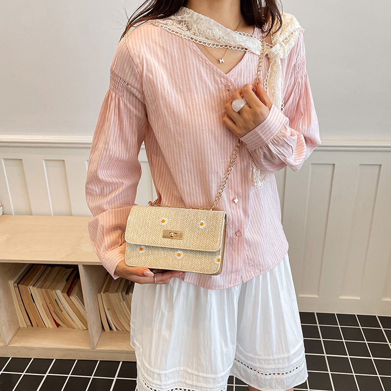Bolsa de hombro de moda de cadena trenzada 2026 verano nuevo estilo simple de moda casual elegante bolso de tramo oblicuo