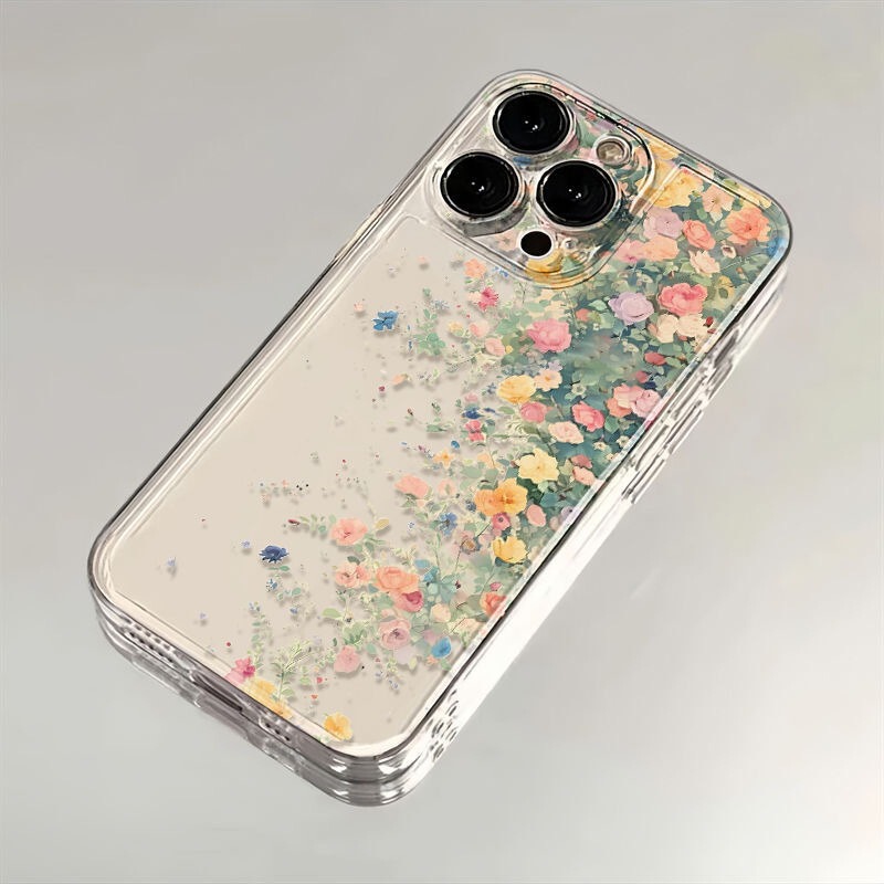 Transparent mobile phone case 15 for iphone16 full-screen floral protective case 13 Apple 11 space soft case 12 anti-drop
