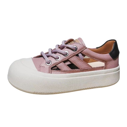 Women's Leather Slip-on Shoes 2024 Spring New Japanese Style Thick Sole Height Uncommon Matchable Sports Sneakers for Women