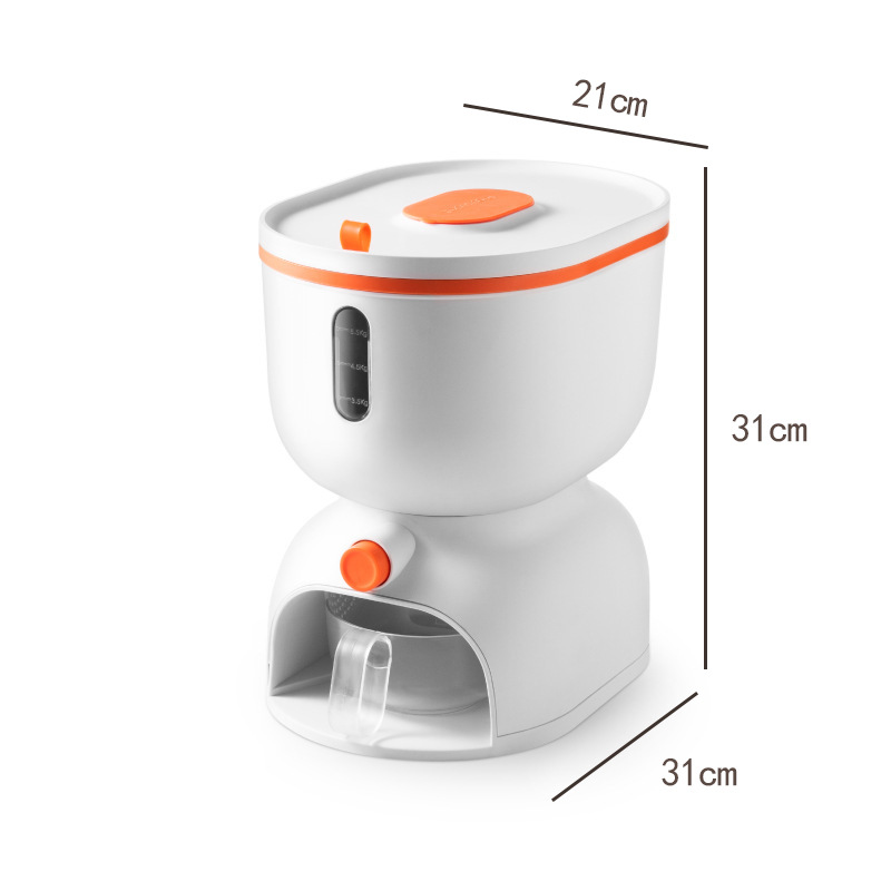 Cubo de arroz de medición de tipo push caja de arroz de cocina Cubo de almacenamiento de grano sellado caja de almacenamiento de arroz doméstica Cubo de arroz de plástico a prueba de insectos a prueba de humedad