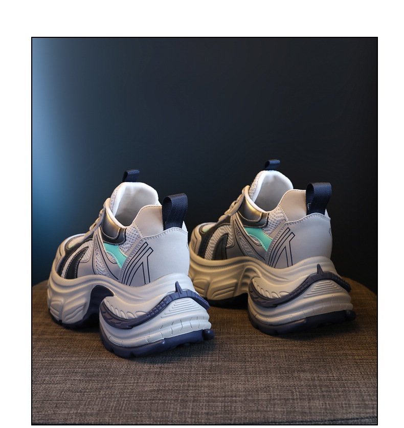 Giày sneaker nữ chunky đế dày mặt lưới thoáng khí độn cao bên trong — Màu vàng chi tiết 19