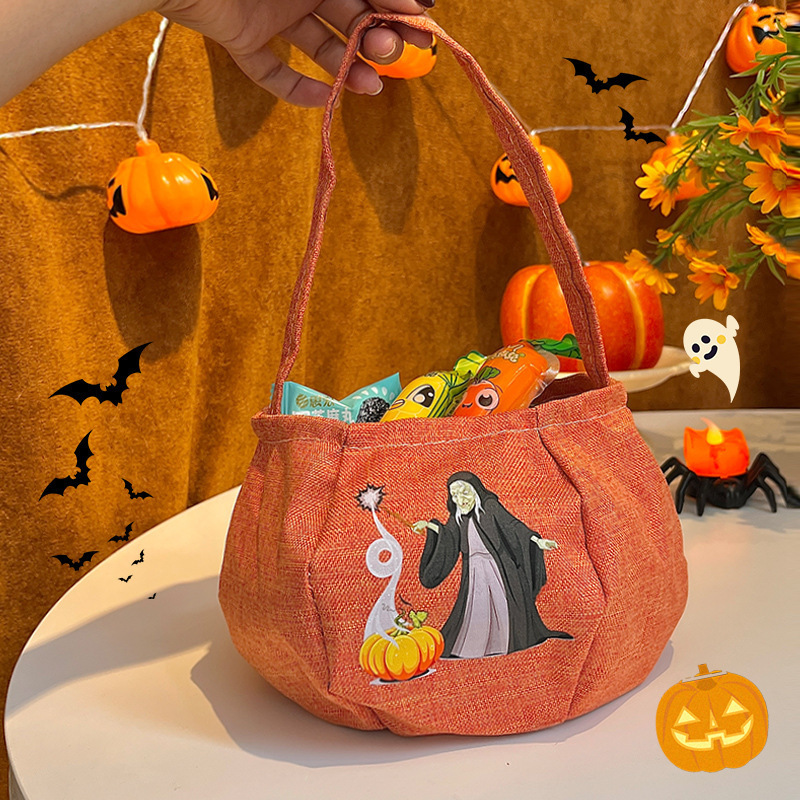 Bolsa de dulces de Halloween portátil bolsas de calabaza tridimensionales para niños regalos props de fiesta de fantasmas brujas transfronterizas props de fiesta de fantasmas