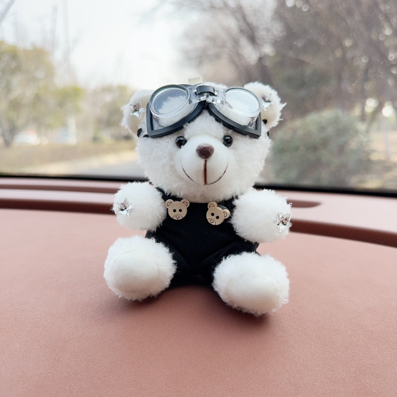 Creativo lindo cartón de dibujos animados peluche oso montado en la consola central decoraciones de automóviles accesorios de automóviles accesorios de automóviles para hombres y mujeres