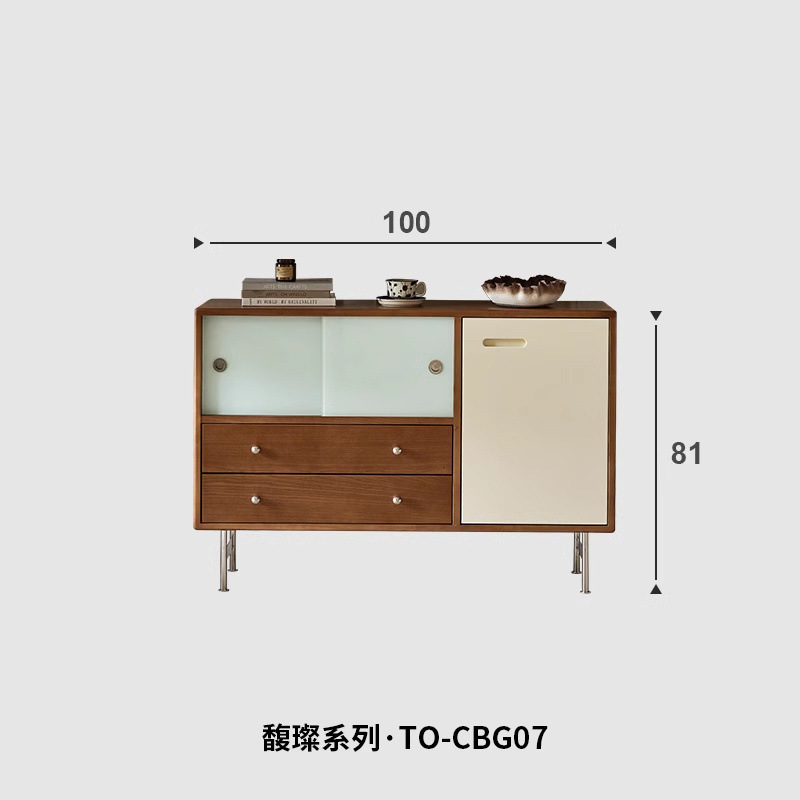 复古实木餐边柜中古风樱桃木一体靠墙客厅储物柜收纳玄关柜|undefined