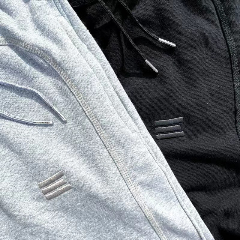 2025 New Cross-Border Cotton Jogger Pants for Men with Three-Stripe Embroidery, Trendy Long Pants, Versatile Casual Style, Best Seller