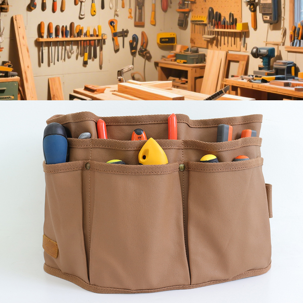 Amazon transfronterizo de bolsillo delantal medio herramientas cortas bolsas de cintura ropa de trabajo de carpintería delantal de lona gruesa cera