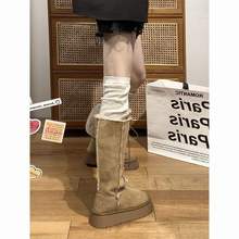 东北保暖厚底雪地靴女冬季2025新款系带皮毛一体加绒加厚防滑棉鞋