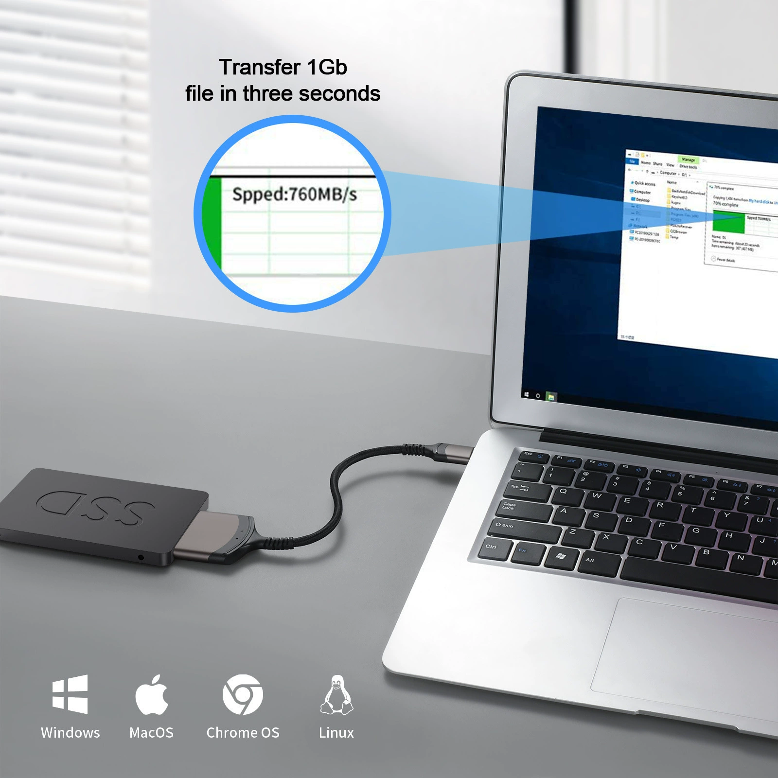 Горячий 3,5" SATA кабель жесткого диска USB3.0, облегчённый кабель для 2,5" SATA механических и твердотельных накопителей