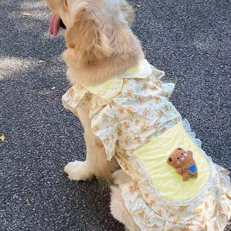 ペット犬服ゴールデンレトリバーラブラドールサモエドボーダーコリー中型犬大型犬超かわいい花柄服|undefined