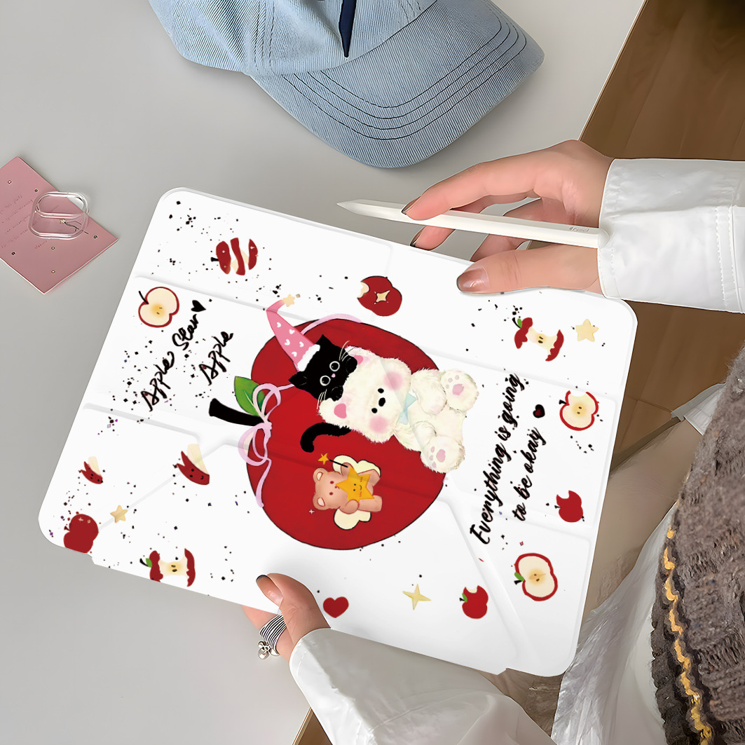 Apple Bear Kitten Ipada16 Protective Case 10/9/8 Generation Pro 11inch Air7/6 Tablet Protective Case Anti-Fall