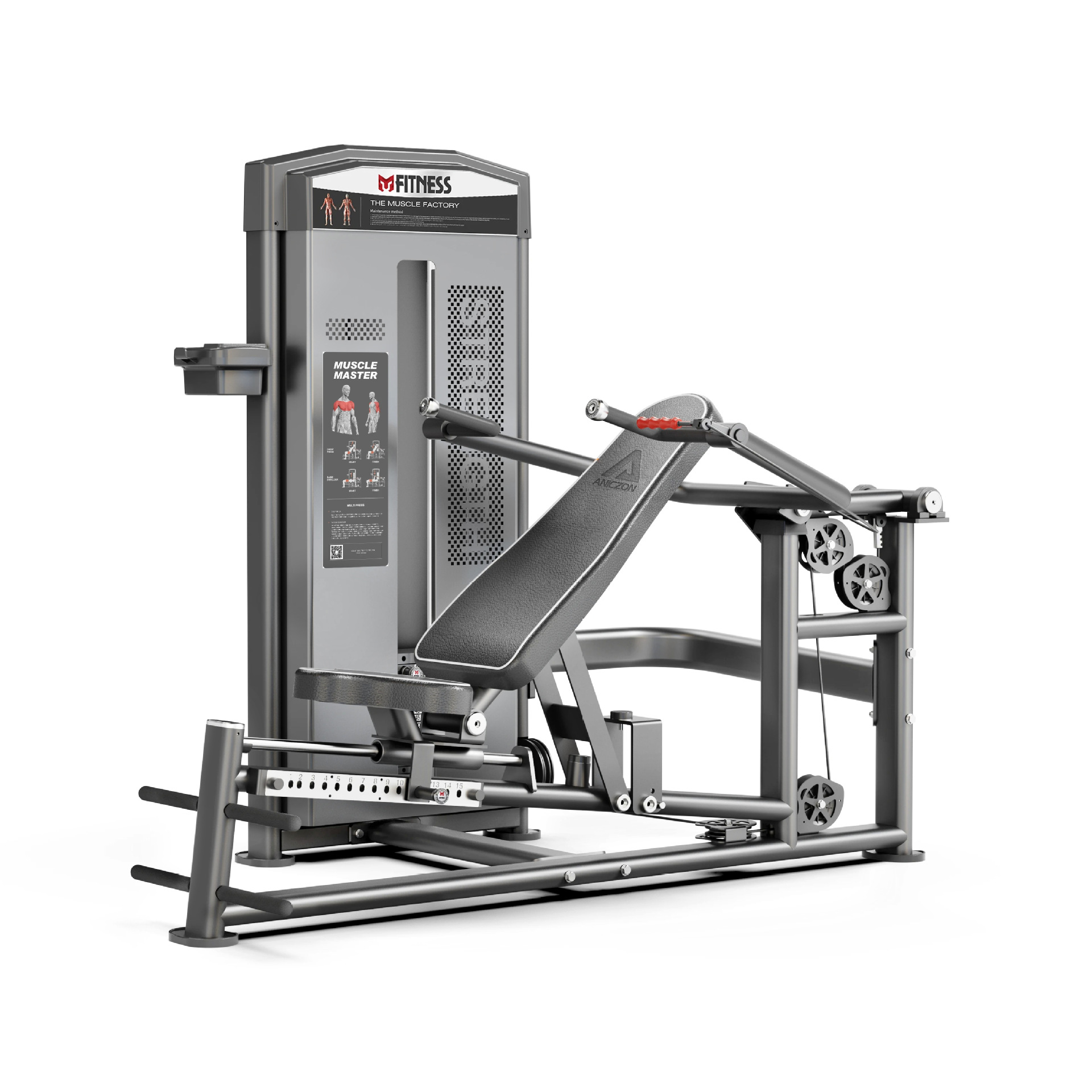 Máquina multifunción para press de pecho sentado con inclinación, press de hombros para gimnasio comercial, press de banca plana y levantamiento de hombros.