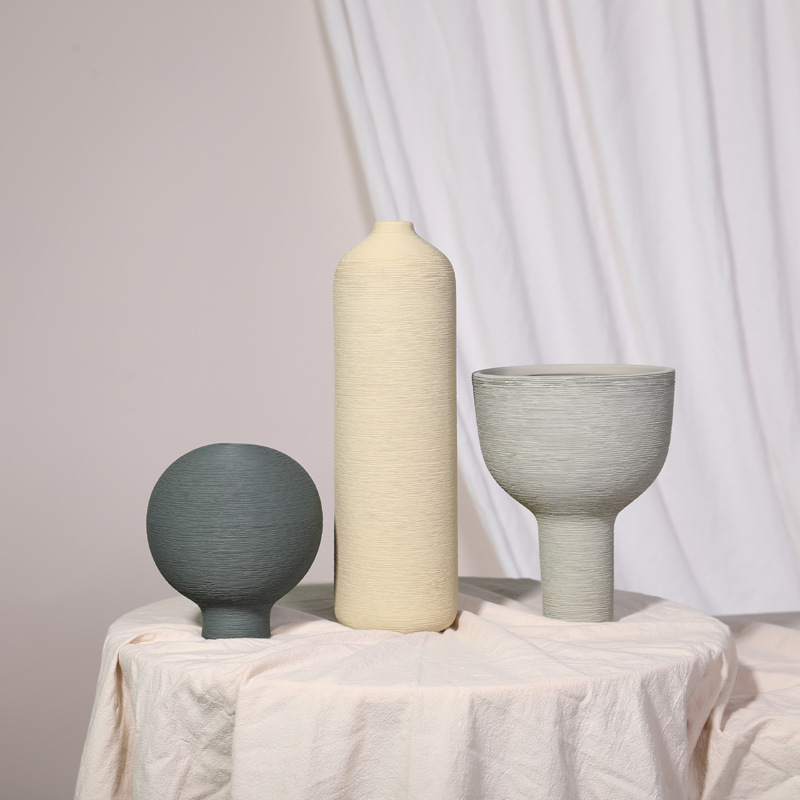 Moderno simple llano quema cepillado MODELO DE florero de cerámica sala de estar dormitorio flor seca arreglo floral artesanía Decoración