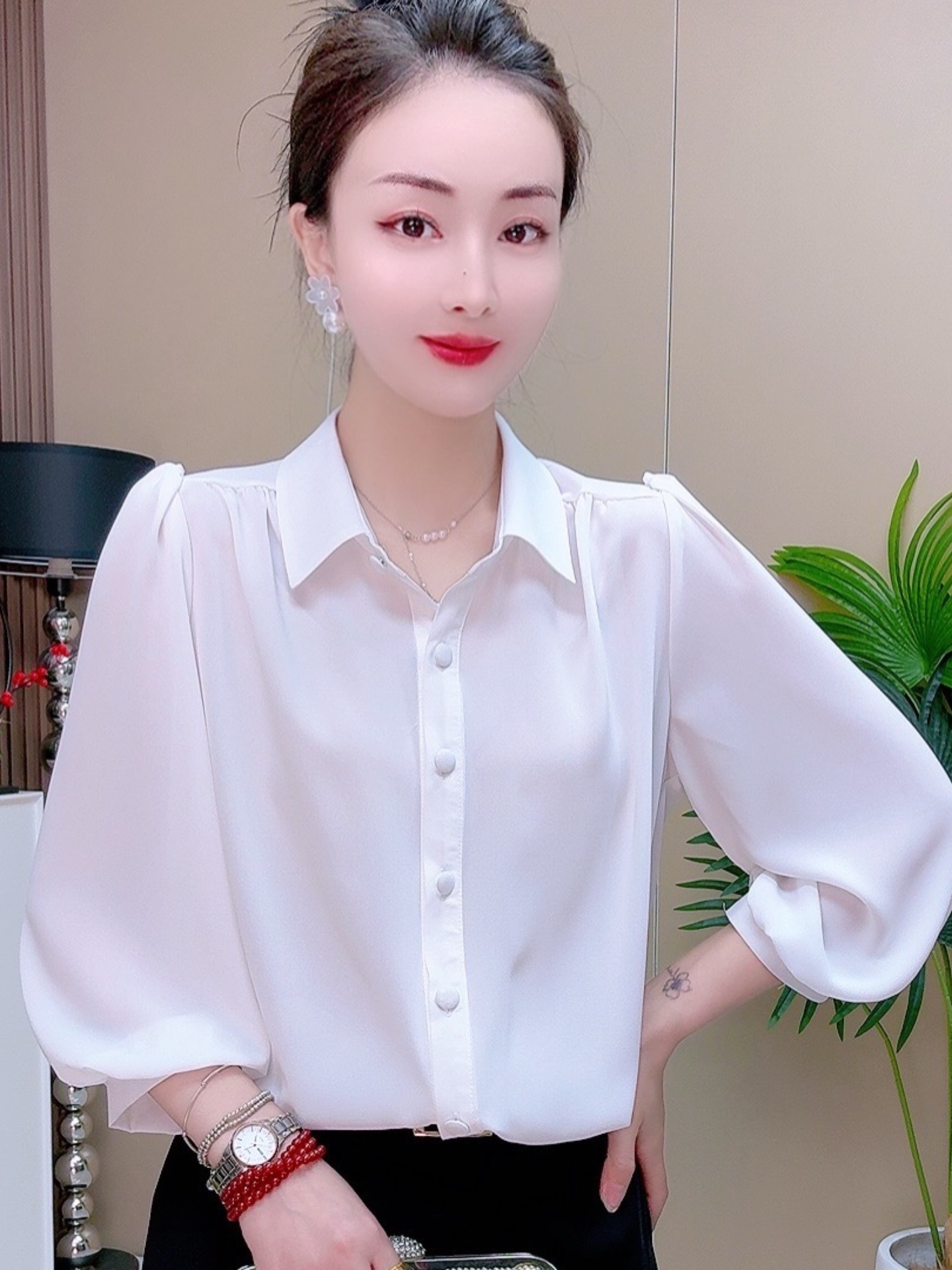 봄과 여름 25099 얇은 메릴린치 리넨베이스 셔츠 여자 캐주얼 올매치 긴소매 티셔츠 한국 루즈 게으른 탑