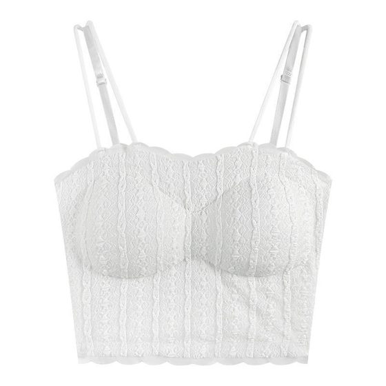 Ice silk lace back strap vest with chest pad summer ultra-thin wrapped chest tube top inner and outer wear mid-length top