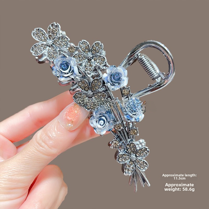 Temperamento Full Diamond Metal Shark Clip Hairpin Back Head Coil Hair Grab Clip Donna Primavera Estate Super Large Clip Copricapo Hair Grab_voghion.com