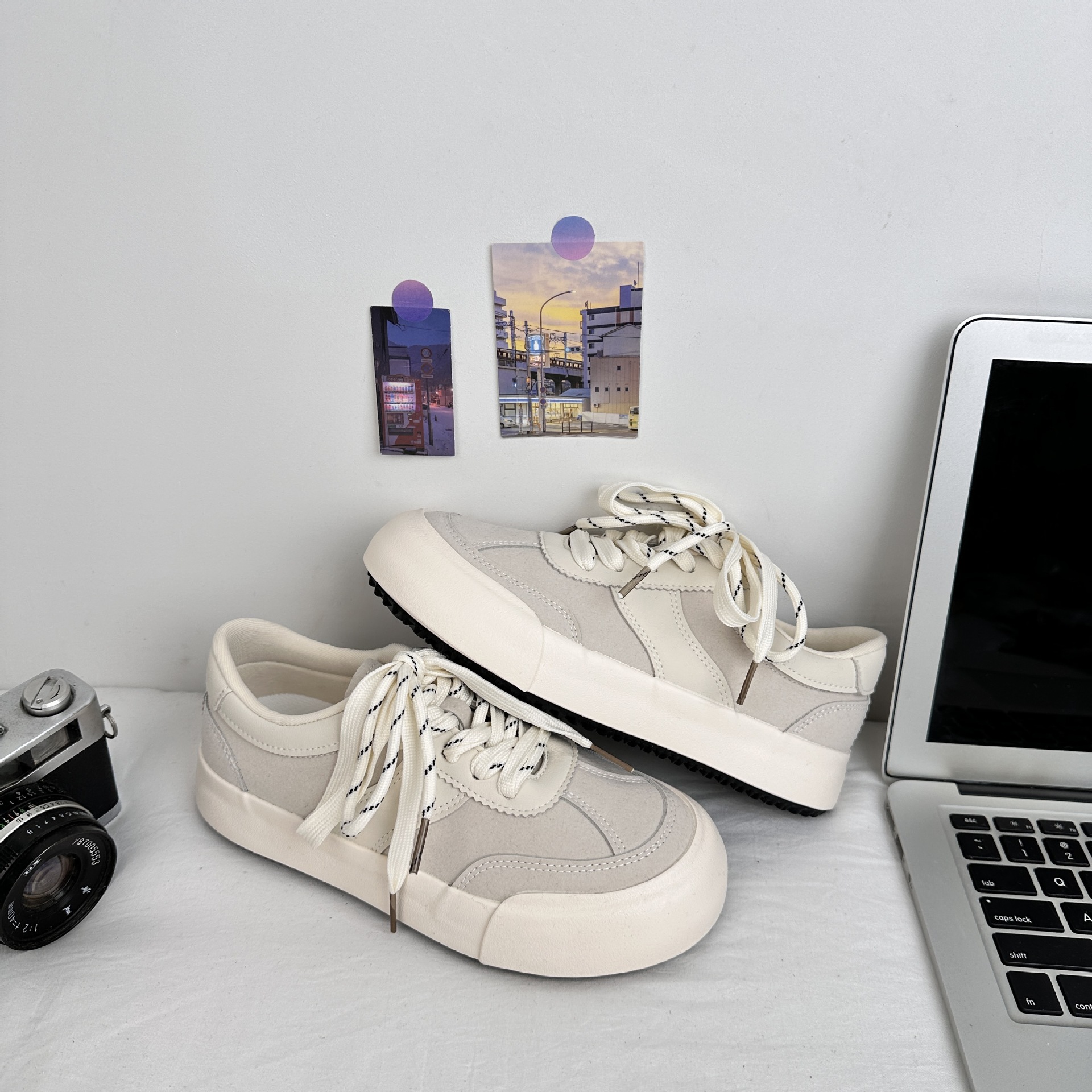 2025 arroz crema nuevo casual versátil zapatos blancos para estudiantes zapatos casuales cómodos zapatos deportivos 6607