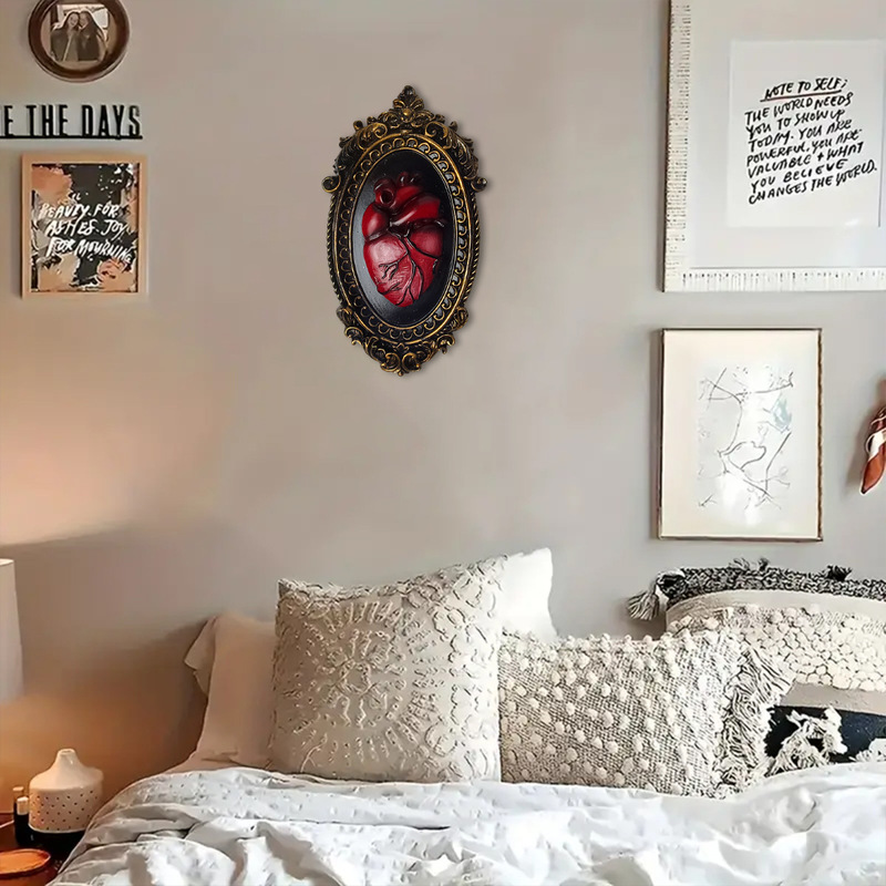 Cross-Border New Product Resin Heart Hanging Board Gothic Style Wall Hanging Decoration Office Home Decoration Statue Ornaments