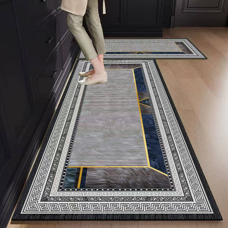 Nordic Retro Kitchen Set Floor Mat Checkerboard Pattern Non-Slip Easy-Care Foot Mat Diatomaceous Earth Absorbent Mat Bathroom Door Mat