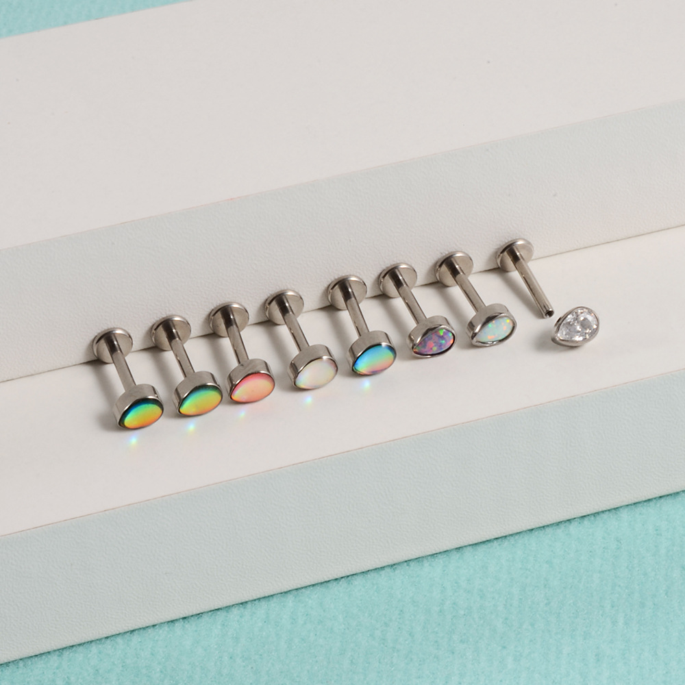 G23 Titanium, Synthetic opal, Resin Material 1 Piece Ear Cartilage Rings & Studs Simple Style Water Droplets G23 Titanium Synthetic Opal Resin Plating Inlay Synthetic Opal Resin Rhinestones
