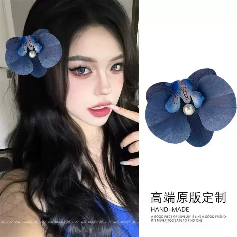 Hairgrip floral clips, princess French-style phalaenopsis & plumeria, multi-size duckbill & pins