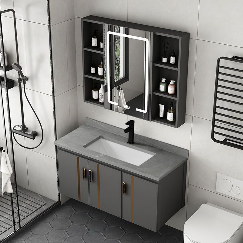 Aluminum Alloy Bathroom Cabinet Ceramic Integrated Basin Wash Basin Cabinet Combination Bathroom Wash Basin Wash Basin Countertop Integrated