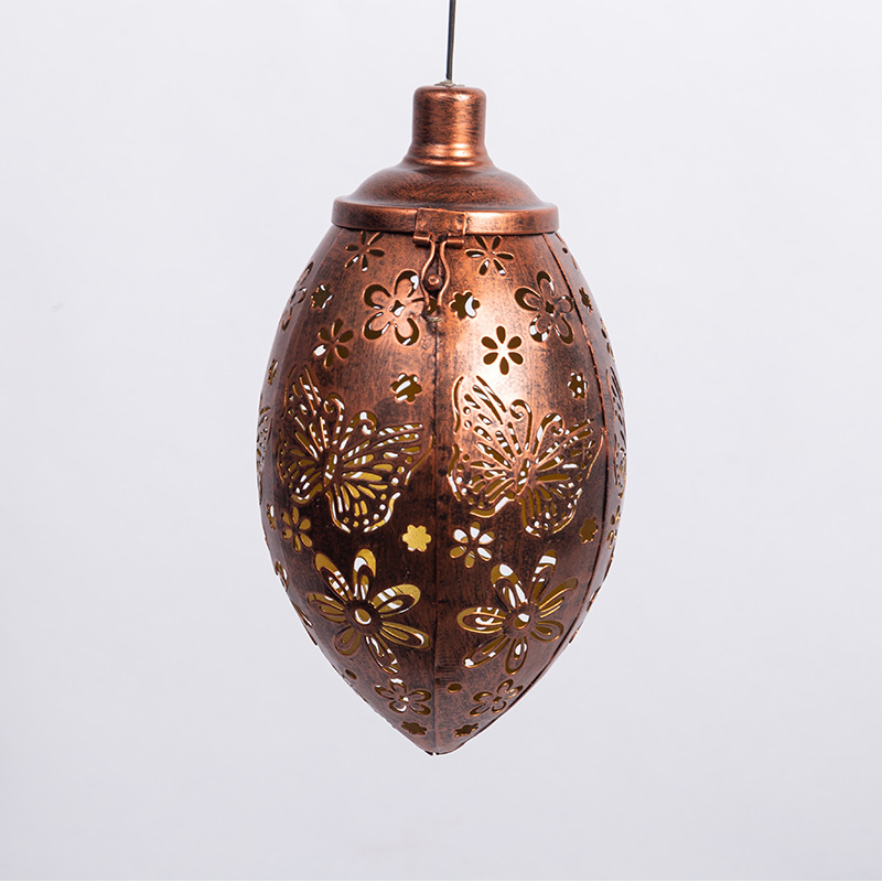 Cross-border Amazon wrought iron hollow butterfly pendant LED garden light European fashion retro chandelier factory spot