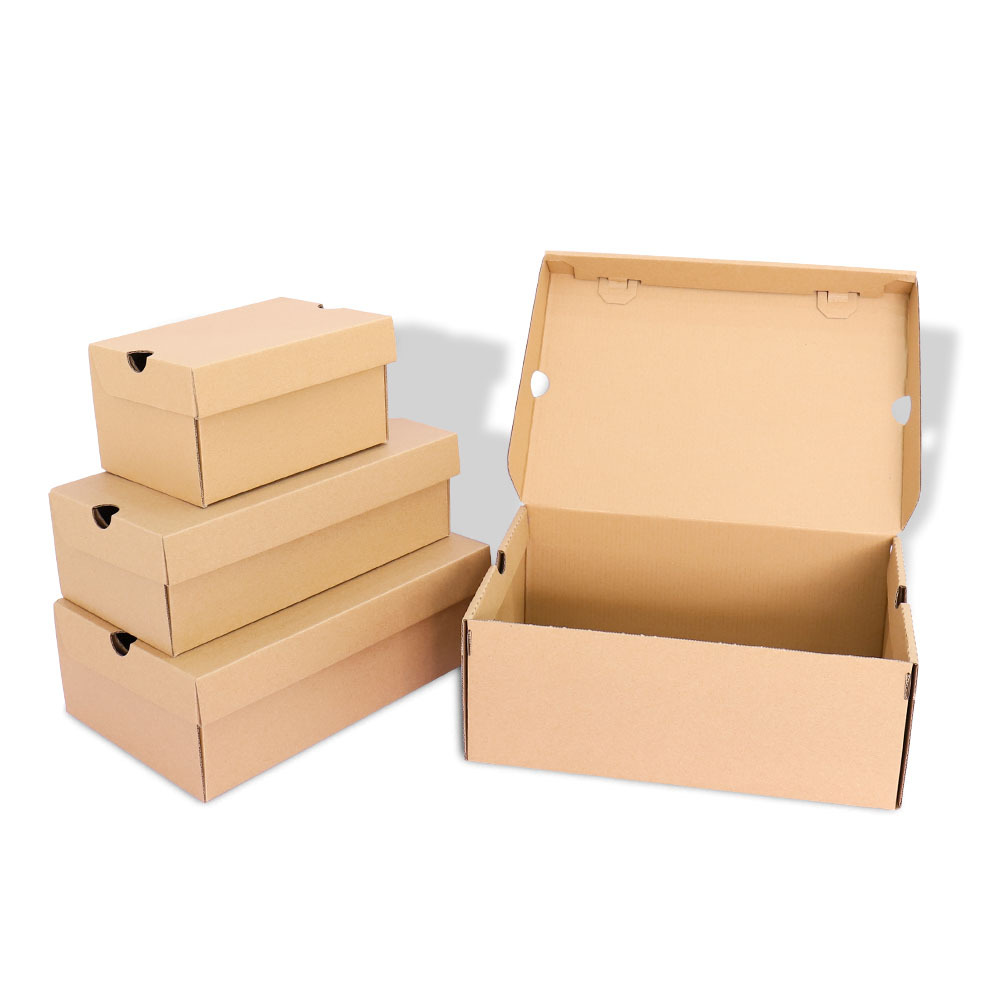 Fabricante de cajas de zapatos plegables caja de zapatos de piel de vaca corrugada extra dura embalaje caja de embalaje de zapatos para niños impresión de cajas de papel al por mayor para hombres y mujeres