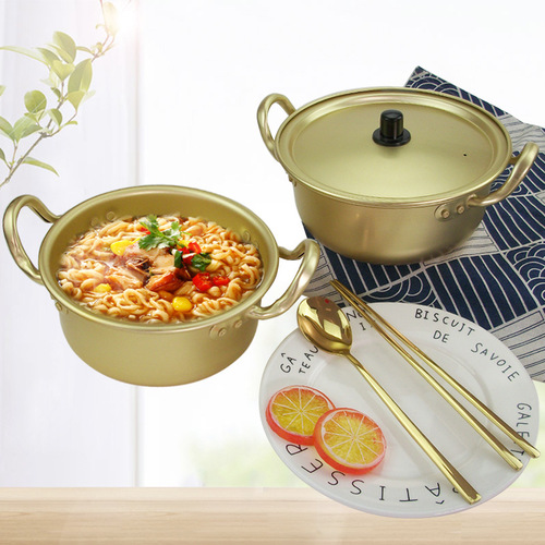Korean open flame induction cooker ramen pot instant noodles yellow aluminum pot Korean soup pot instant noodle cooking noodle pot for restaurants and merchants