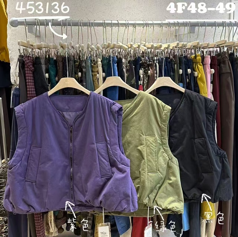 wj2025秋季新款女圆领日系马甲坎肩上衣开衫ins背心立体拉链厚款|undefined