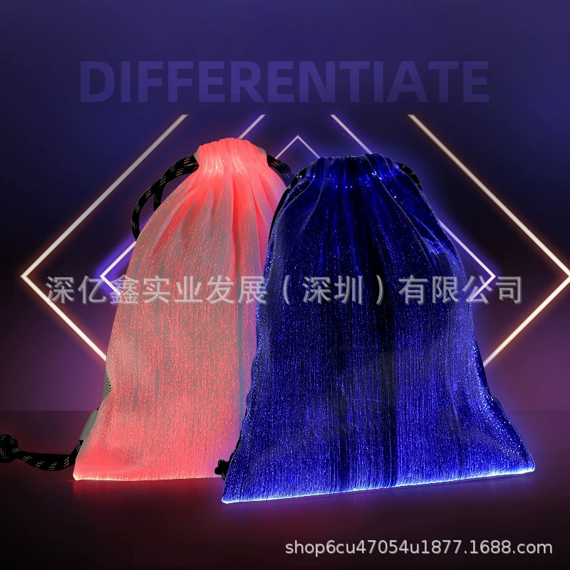 Светодиодный волоконно-оптический рюкзак для спорта на открытом воздухе двойной плечевой сумка для хранения красочный обесцвечивание велосипедный рюкзак волоконно-оптическая светящая ткань