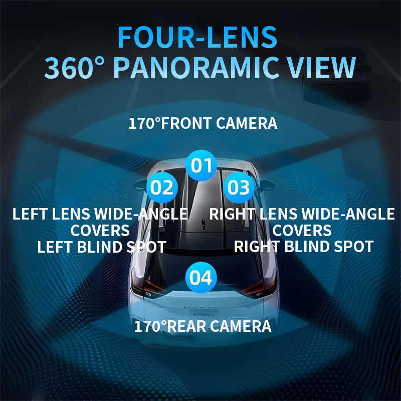 Four-lens 1080P dashcam with WiFi connectivity 2inch screen loop recording car panoramic recorder