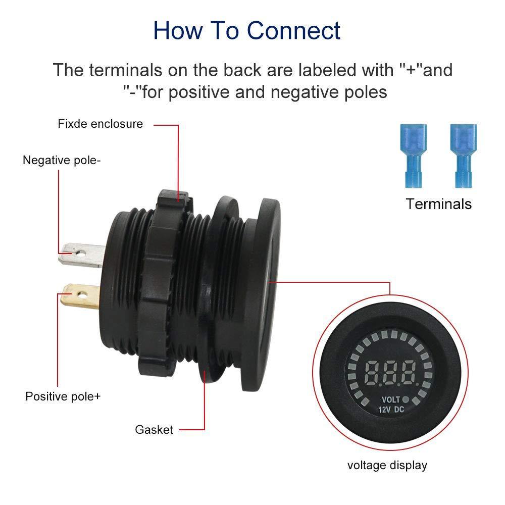 Nuevo 12V color pantalla voltímetro coche instrumento nuevo DC LED Digital impermeable IP65