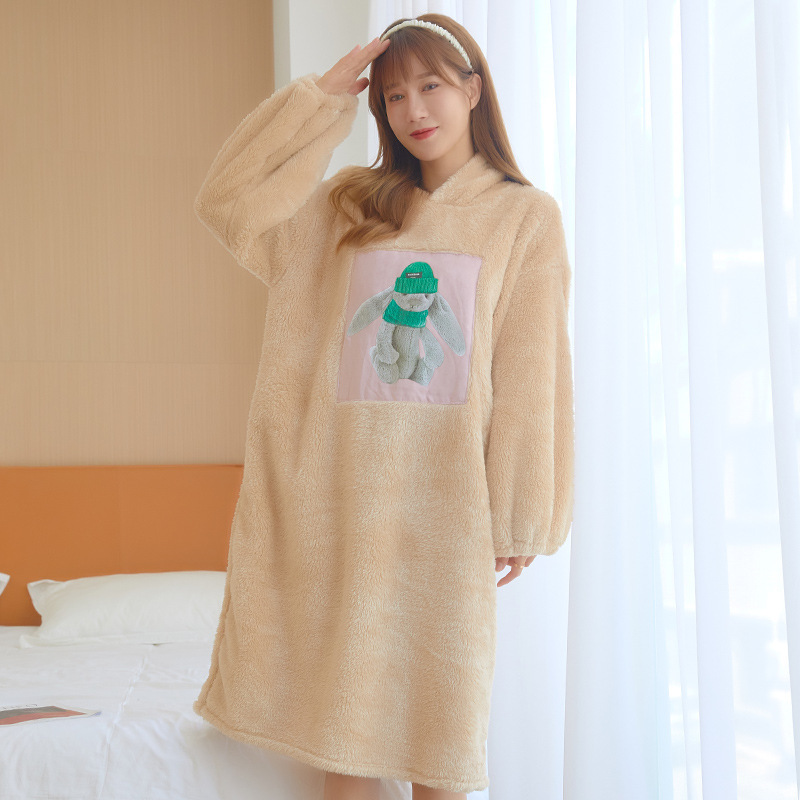 睡衣女士可外穿 2025年秋冬季加绒加厚珊瑚绒保暖家居服两件套装|undefined