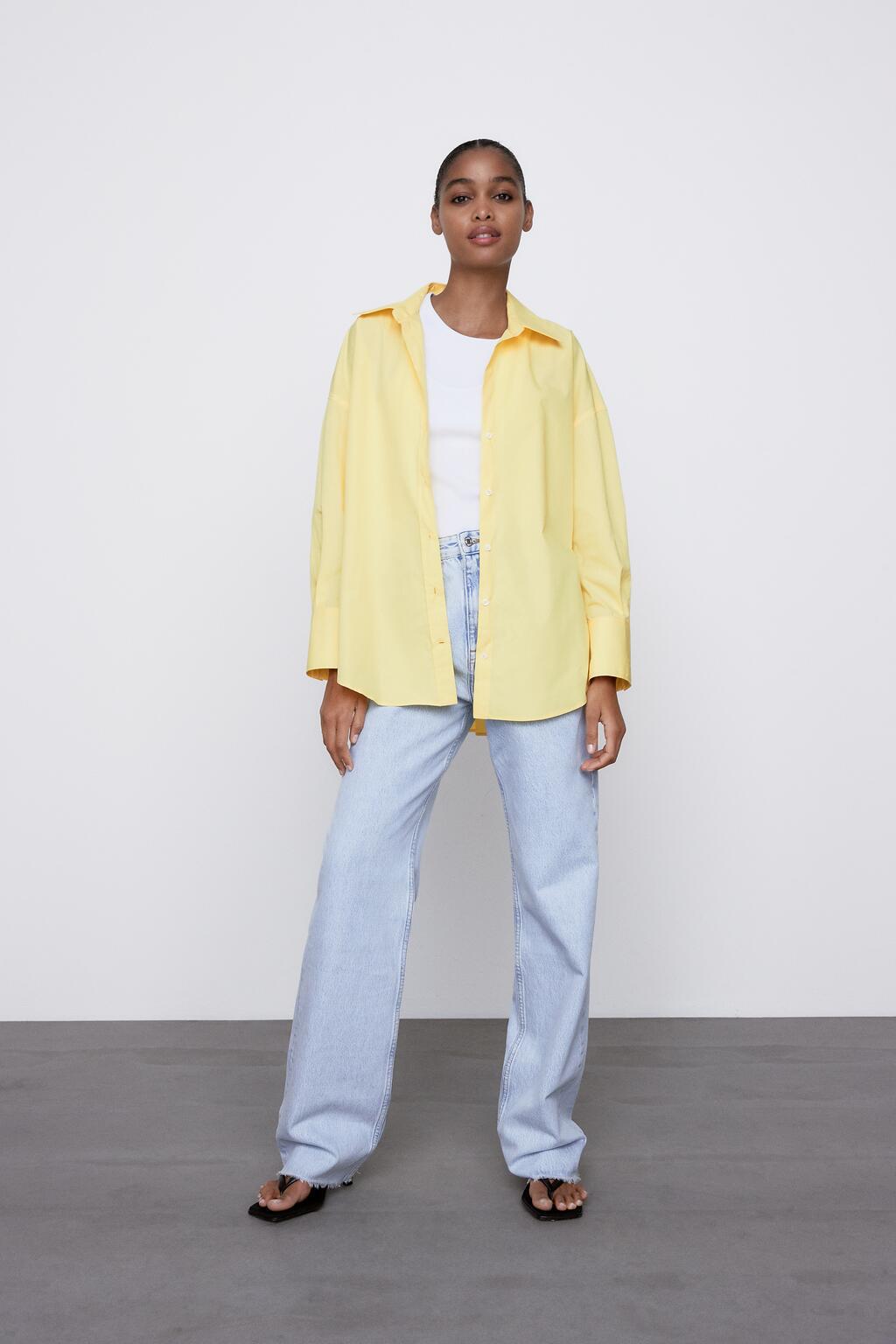 Original PB&ZA2298058 Multi-color Basic Top Loose Long-sleeve Poplin Shirt 4387023_ecoleips.com