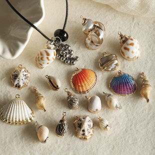 【Island】Natural Colorful Shell Conch Imitation Gold Earring Necklace Pendant Scattered Beads Diy Accessories Material Beads