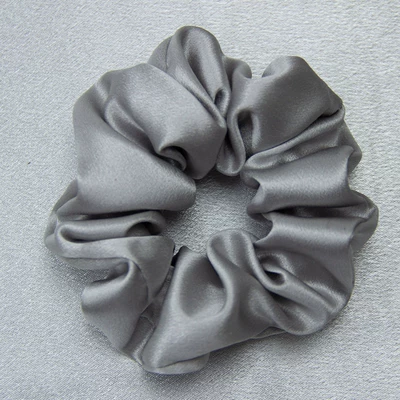 Saç üçün rezinlər Silk Scrunchie Silk Decorative Rope - silver-gray-4cm-100-mulberry-silk-30mm
