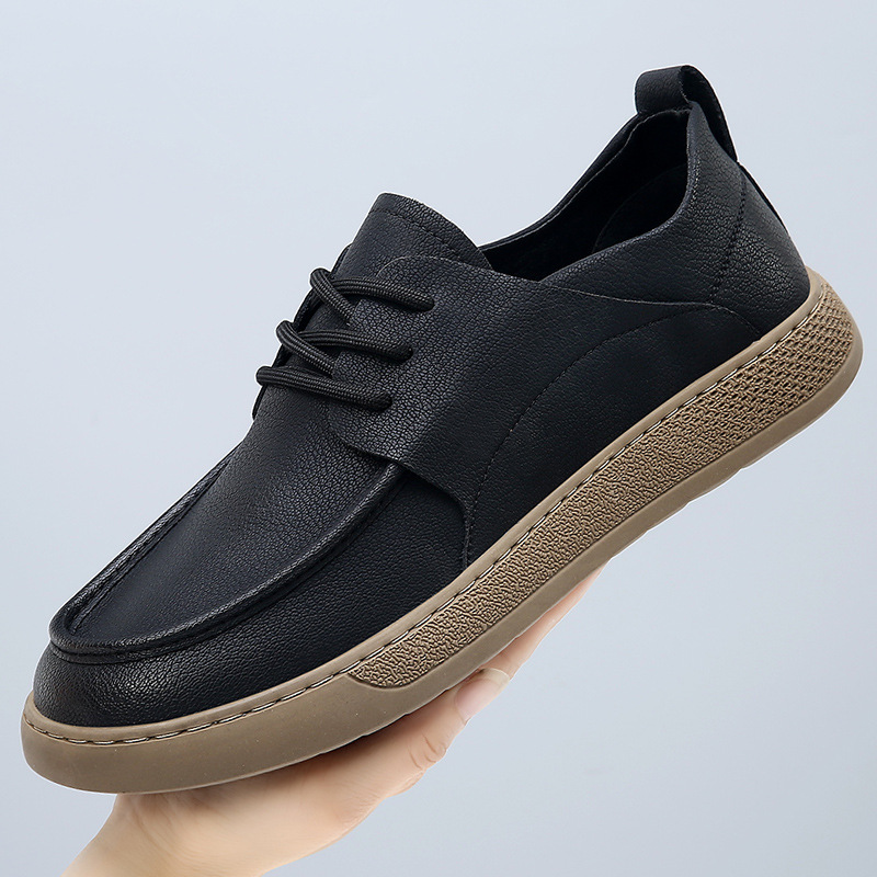 Men's Leather Shoes, Genuine Leather, 2026 Spring and Autumn New Style, Retro Casual Shoes, Trendy Men's Shoes, Non-Slip, Breathable, High-End Men's Single Shoes