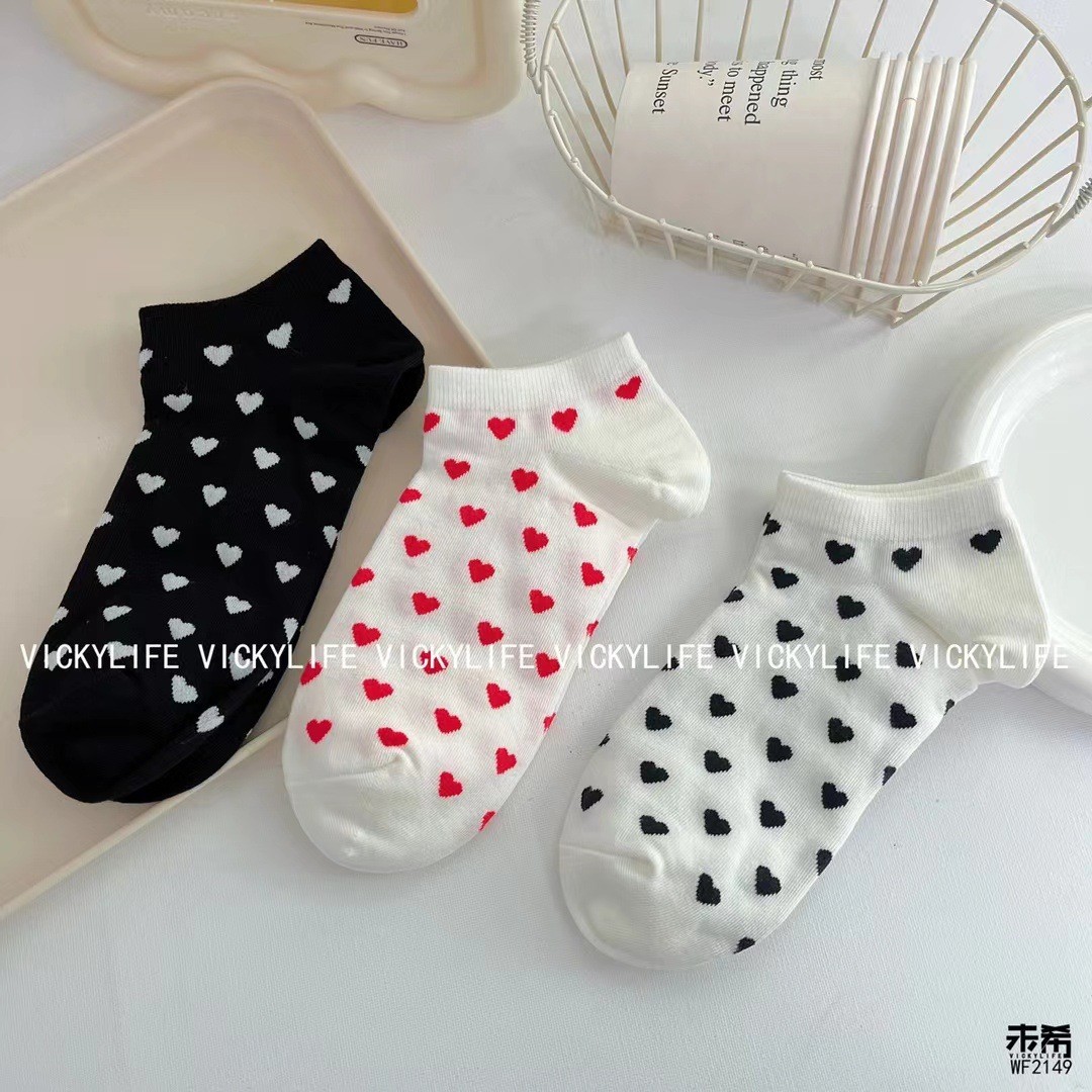 Zhuji Socks Autumn and Winter Pure Cotton Heart-Shaped Boat Socks